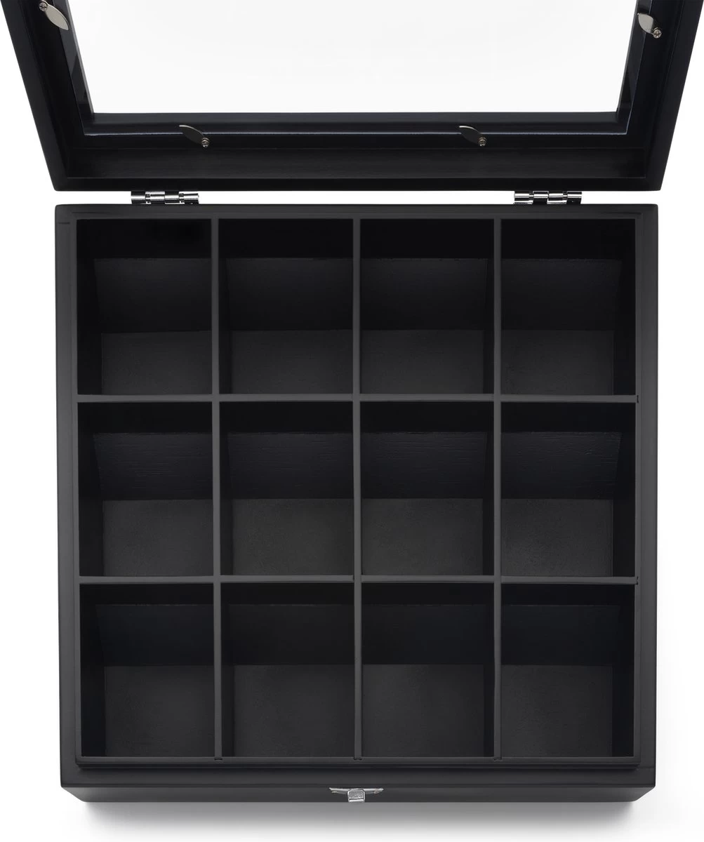 Bredemeijer - Theedoos 12-vaks Venster Bamboe Zwart 4 Bredemeijer - Theedoos 12-vaks Venster Bamboe Zwart - Afbeelding 2