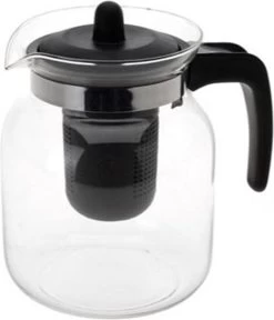 Merkloos Glazen Transparante Theepot 1.5 L Met Zwart Filter - Thee Drinken - Thee Serveren - Theepotten Met Filters -Koffie en Thee Verkoop 1029x1200