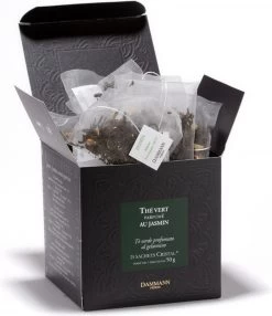 Dammann 3 X D3794 - Thé Vert Jasmin - 2 + 1 Gratis - Groene Jasmijn Thee 75 Cristal Zakjes - Melange Van Groene Thee - Premium Thee + Theeblik -Koffie en Thee Verkoop 1037x1200