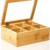 Bambuswald© Houten Theedoos Met 6 Vakken Gemaakt Van 100% Duurzame Bamboe -Koffie en Thee Verkoop 1038x1200