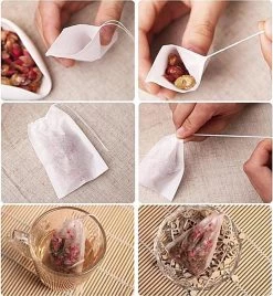 Merkloos 100 Lege Theezakjes - 5 X 7 CM -Koffie en Thee Verkoop 1106x1200