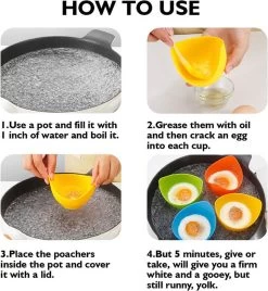 IGOODS 4 Pack Egg Poacher Cups - Perfect Gepocheerde Eieren - Egg Maker Niet-gepocheerde Eieren Cups BPA Gratis Siliconen Ei Poacher Cups Magnetron Ei Poacher- Ei Poacher Pan- Boiler Steamer- Magnetron Eieren -Koffie en Thee Verkoop 1107x1200
