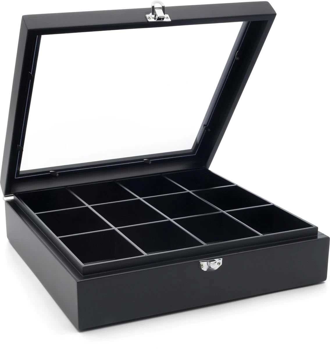 Bredemeijer - Theedoos 12-vaks Venster Bamboe Zwart 3 Bredemeijer - Theedoos 12-vaks Venster Bamboe Zwart