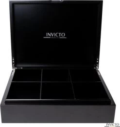 Invicto Products Theedoos 6 Vaks - Ruimte Voor 120 Theezakjes - Bamboe - Anti Slip En Anti Kras - Zwart -Koffie en Thee Verkoop 1136x1200 1