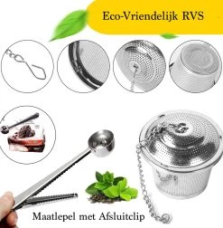 TeaLux 5-Delig RVS Theefilters Set Met Maatlepel En Lekbakjes En Knijper - Theezeef Voor Losse Thee En Kruiden - Tea InfuserStrainer Giftset - Verse Thee FilterZeef Cadeau Pakket - Kruidenbuiltje Ei Met Onderzetters - Geschenkset -Koffie en Thee Verkoop 1175x1200 1