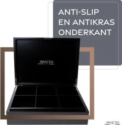 Invicto Products Theedoos 6 Vaks - Ruimte Voor 120 Theezakjes - Bamboe - Anti Slip En Anti Kras - Zwart -Koffie en Thee Verkoop 1176x1200