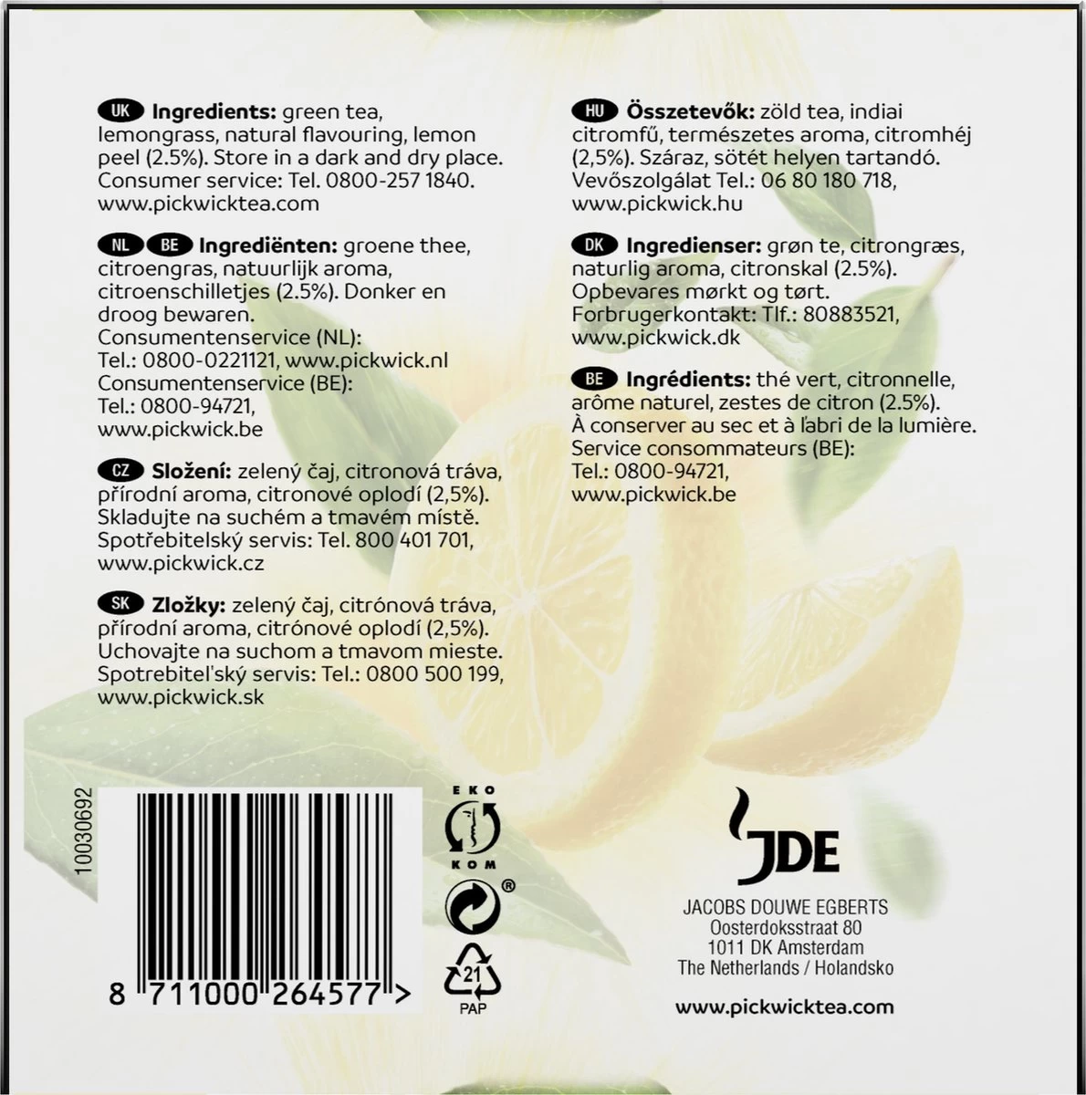 Pickwick Lemon Groene Thee Voordeelverpakking - 6 X 40 Zakjes 4 Pickwick Lemon Groene Thee Voordeelverpakking - 6 X 40 Zakjes - Afbeelding 2