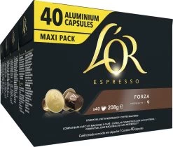 L'OR Espresso Forza Koffiecups - Intensiteit 9/12 - 4 X 40 Capsules
