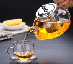 Glazen Theepot Met Filter (RVS) - 1.2 Liter - Thee Infuser – Borosilicaat – Anti-druppel Tuit -Koffie en Thee Verkoop 1200x1050