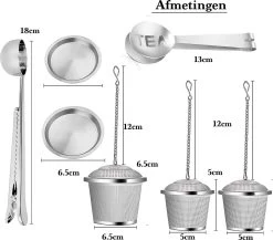 TeaLux 5-Delig RVS Theefilters Set Met Maatlepel En Lekbakjes En Knijper - Theezeef Voor Losse Thee En Kruiden - Tea InfuserStrainer Giftset - Verse Thee FilterZeef Cadeau Pakket - Kruidenbuiltje Ei Met Onderzetters - Geschenkset -Koffie en Thee Verkoop 1200x1054 3