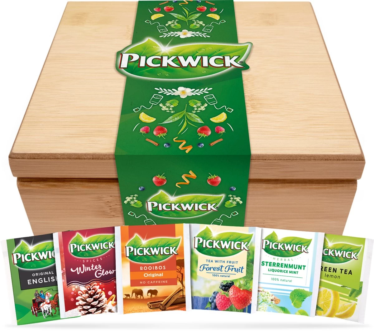 Pickwick Bamboe Houten Theedoos - Geschenkset - 60 Theezakjes 3 Pickwick Bamboe Houten Theedoos - Geschenkset - 60 Theezakjes