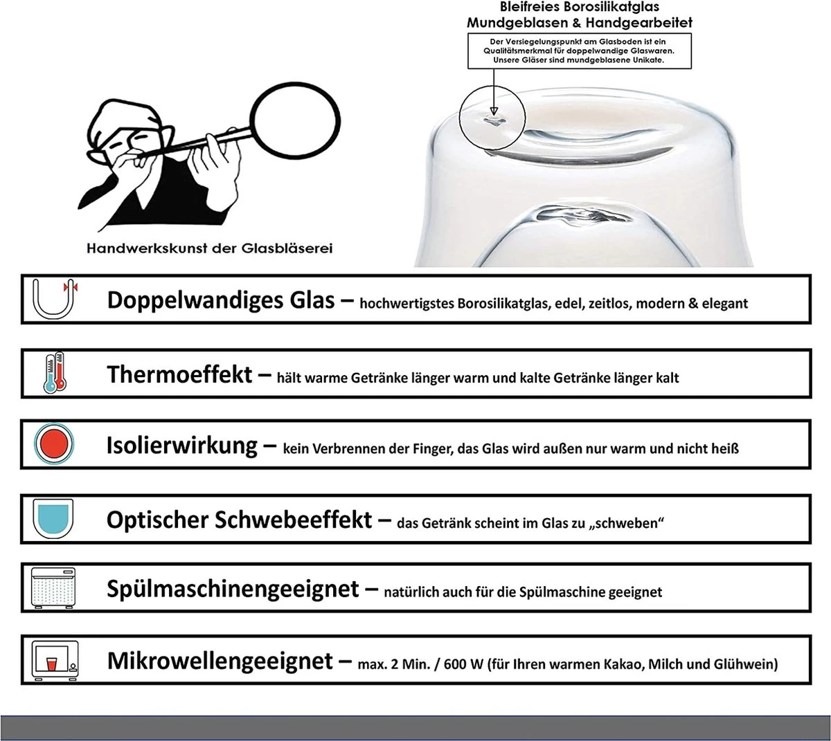 DUOS Gläser 2x (80, 200, 310, 400ml) - Feelino Dubbelwandige Glazen/thermoglazen/theeglazen/koffieglazen Met Zweefeffect Houden Dranken Langer Warm En Langer Koud 6 DUOS Gläser 2x (80, 200, 310, 400ml) - Feelino Dubbelwandige Glazen/thermoglazen/theeglazen/koffieglazen Met Zweefeffect Houden Dranken Langer Warm En Langer Koud - Afbeelding 4