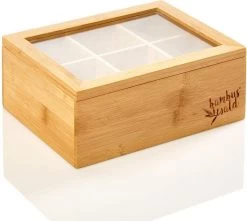 Bambuswald© Houten Theedoos Met 6 Vakken Gemaakt Van 100% Duurzame Bamboe -Koffie en Thee Verkoop 1200x1075