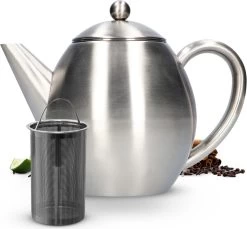 Vaja Valerie - Theepot Met Filter - Dubbelwandig - RVS - 1.2L