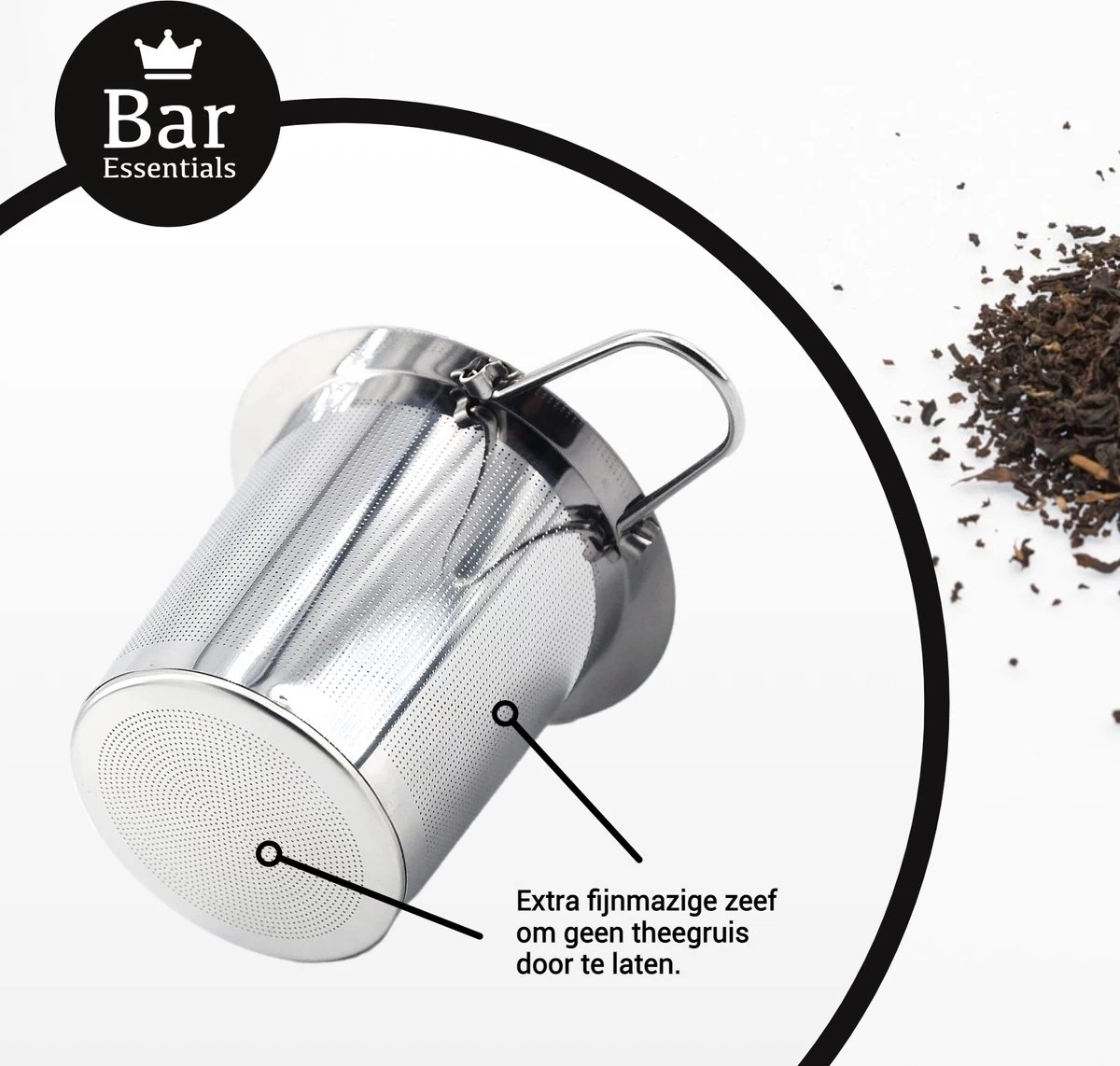 Bar Essentials® Theezeef Met Inklapbare Handgreepjes én Lekplaatje (set Van 2) - Fijnmazig Theefilter Voor Losse Thee - Theezeefjes Voor Losse Thee RVS - Theefilter Voor Losse Thee - Theezeef - Theefilter RVS 4 Bar Essentials® Theezeef Met Inklapbare Handgreepjes én Lekplaatje (set Van 2) - Fijnmazig Theefilter Voor Losse Thee - Theezeefjes Voor Losse Thee RVS - Theefilter Voor Losse Thee - Theezeef - Theefilter RVS - Afbeelding 2