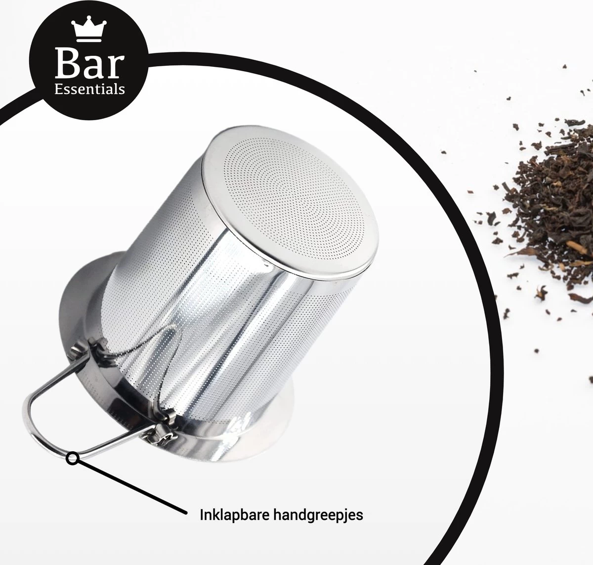 Bar Essentials® Theezeef Met Inklapbare Handgreepjes én Lekplaatje (set Van 2) - Fijnmazig Theefilter Voor Losse Thee - Theezeefjes Voor Losse Thee RVS - Theefilter Voor Losse Thee - Theezeef - Theefilter RVS 5 Bar Essentials® Theezeef Met Inklapbare Handgreepjes én Lekplaatje (set Van 2) - Fijnmazig Theefilter Voor Losse Thee - Theezeefjes Voor Losse Thee RVS - Theefilter Voor Losse Thee - Theezeef - Theefilter RVS - Afbeelding 3