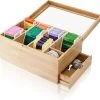 Amazy Theedoos Bamboe Extra Groot Met Lade En Theeplank - Thee Opslag Voor Theezakjes, Organizer Houten Doos Met Theekist, Theedozen Met 8 Verstelbare Verdelers, Opbergdoos -Koffie en Thee Verkoop 1200x1148 2