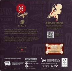 Douwe Egberts D.E Café Lungo Koffiecups - Intesiteit 8/12 - 10 X 20 Capsules 13 Douwe Egberts D.E Café Lungo Koffiecups - Intesiteit 8/12 - 10 X 20 Capsules -Koffie en Thee Verkoop 1200x1186