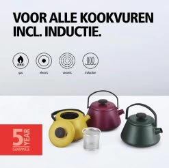 BRABANTIA T-TIME Donkergroene Theepot - Gietijzer - 0,7 L - Inclusief Zeefje -Koffie en Thee Verkoop 1200x1194 1