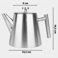 Castagnola Theepot Met Filter – Theekan – Theepot Dubbelwandig – Theepot Roestvrijstaal – Hoogwaardig RVS – 1 Liter – 5 Kopjes Thee – Zilver -Koffie en Thee Verkoop 1200x1195 5