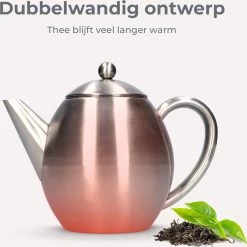 Vaja Valerie - Theepot Met Filter - Dubbelwandig - RVS - 1.2L -Koffie en Thee Verkoop 1200x1198 3