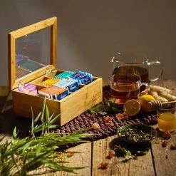 Bambuswald© Houten Theedoos Met 6 Vakken Gemaakt Van 100% Duurzame Bamboe -Koffie en Thee Verkoop 1200x1200 230