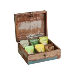 Raw Materials Scrapwood Theedoos – 6 Vakken – Gerecycled Hout -Koffie en Thee Verkoop 1200x1200 253