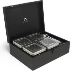 Bredemeijer - Theedoos + 4 Blikjes En Lepel Bamboe Zwart