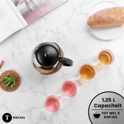 Tolussa Premium Theepot Glas Met Filter - 1.25L - Zwart - Isolerend - Lekt Niet -Koffie en Thee Verkoop 1200x1200 341