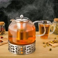 Monzana Theepot Glas - Met Theepotverwarmer – Voor 1,5 Liter RVS Zeef -Koffie en Thee Verkoop 1200x1200 349