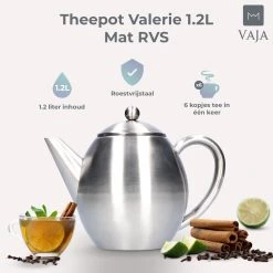 Vaja Valerie - Theepot Met Filter - Dubbelwandig - RVS - 1.2L -Koffie en Thee Verkoop 1200x1200 358