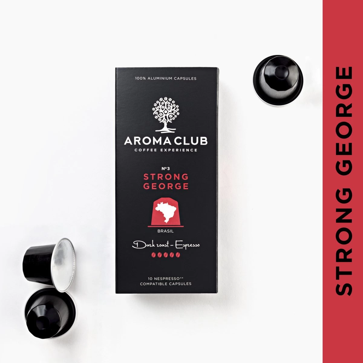 Aroma Club - Nespresso Compatible Capsules (120 St.) - No. 3 Strong George - Intensiteit 5/5 - Espresso - 100% Aluminium Koffiecups 6 Aroma Club - Nespresso Compatible Capsules (120 St.) - No. 3 Strong George - Intensiteit 5/5 - Espresso - 100% Aluminium Koffiecups - Afbeelding 4