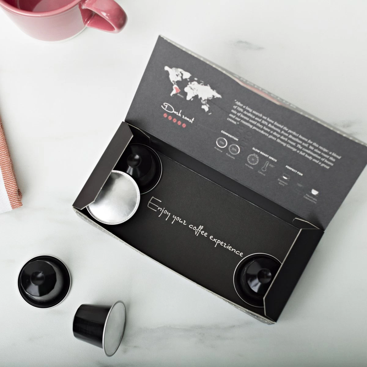 Aroma Club - Nespresso Compatible Capsules (120 St.) - No. 3 Strong George - Intensiteit 5/5 - Espresso - 100% Aluminium Koffiecups 7 Aroma Club - Nespresso Compatible Capsules (120 St.) - No. 3 Strong George - Intensiteit 5/5 - Espresso - 100% Aluminium Koffiecups - Afbeelding 5