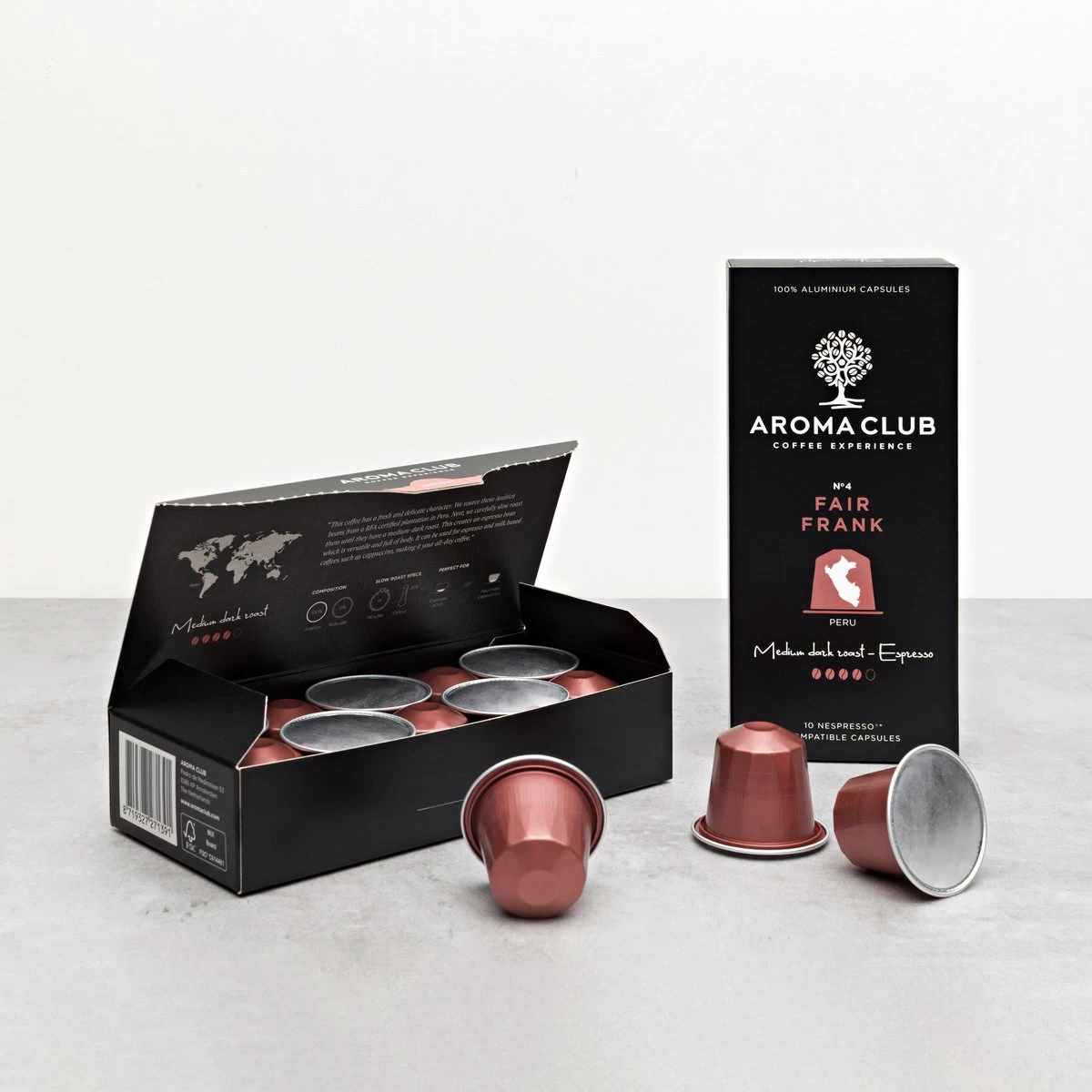 Aroma Club - Nespresso Compatible Capsules (120 St.) - No. 4 Fair Frank - Intensiteit 4/5 - Espresso - 100% Aluminium Koffiecups 4 Aroma Club - Nespresso Compatible Capsules (120 St.) - No. 4 Fair Frank - Intensiteit 4/5 - Espresso - 100% Aluminium Koffiecups - Afbeelding 2