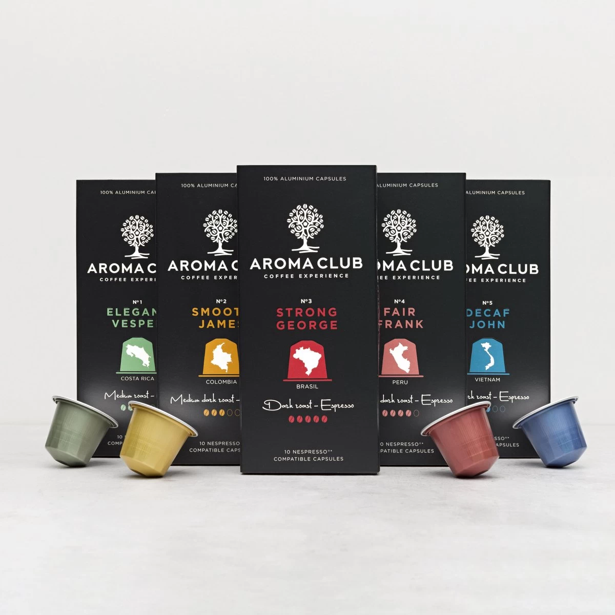 Aroma Club - Nespresso Compatible Capsules (120 St.) - No. 4 Fair Frank - Intensiteit 4/5 - Espresso - 100% Aluminium Koffiecups 7 Aroma Club - Nespresso Compatible Capsules (120 St.) - No. 4 Fair Frank - Intensiteit 4/5 - Espresso - 100% Aluminium Koffiecups - Afbeelding 5