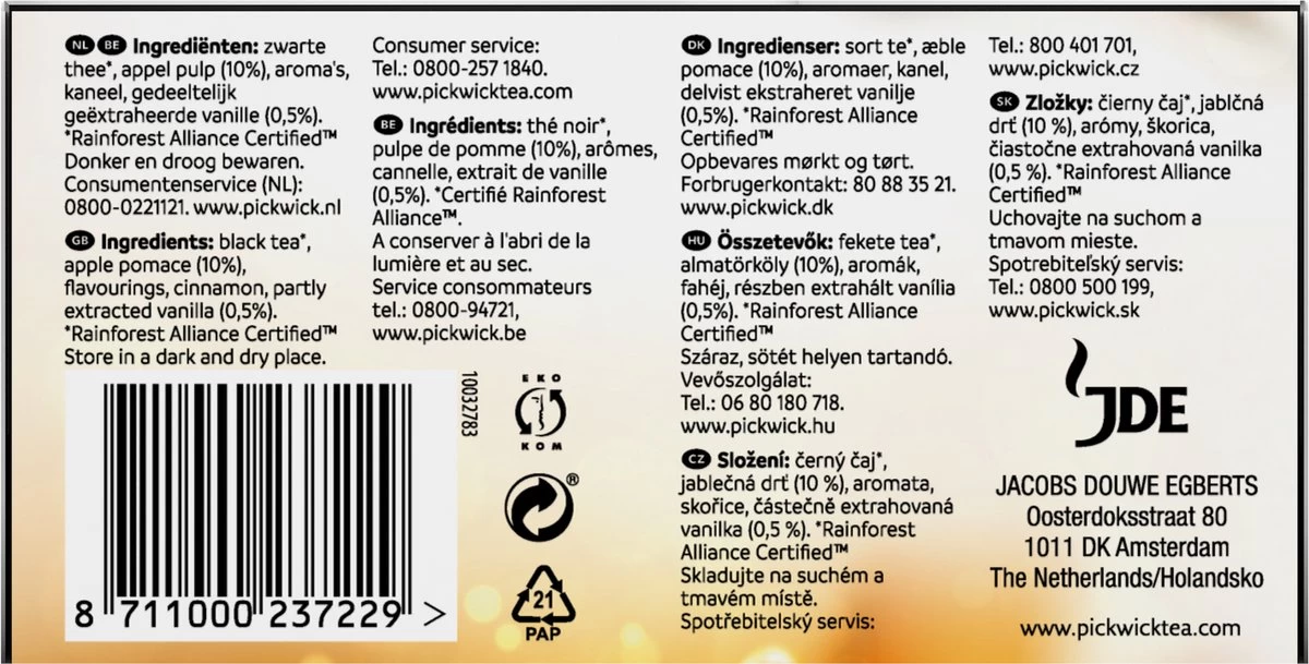 Pickwick Spices Turkish Apple Zwarte Thee - 12 X 20 Zakjes 5 Pickwick Spices Turkish Apple Zwarte Thee - 12 X 20 Zakjes - Afbeelding 3