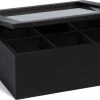 CasaLupo Theedoos Zwart 9-vaks - Met Fluweel - 23 X 23 Cm -Koffie en Thee Verkoop 1200x685 2