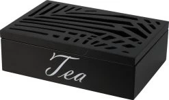 Excellent Houseware Theedoos - Zwart - 6-vaks - MDF - 24 X 16 X 7 Cm