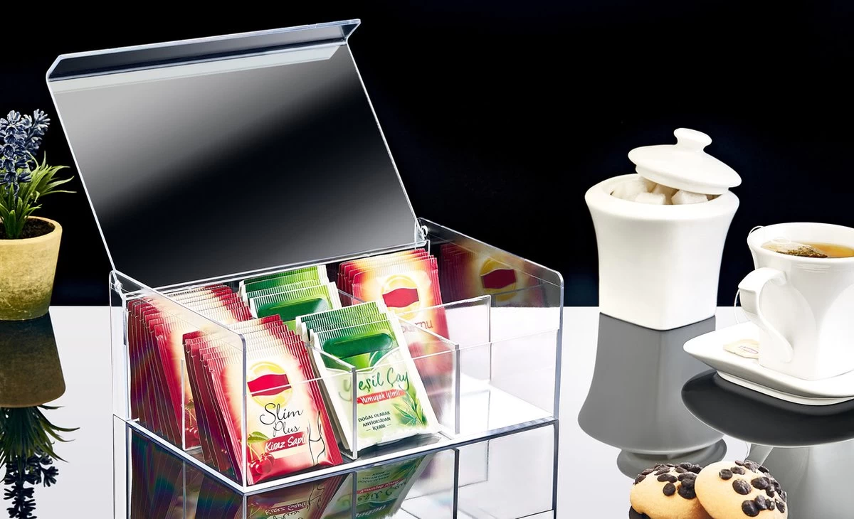 Box Up Theedoos - 6 Vakken - Ruimte Voor 60 Theezakjes - BPA Vrij - Transparant 7 Box Up Theedoos - 6 Vakken - Ruimte Voor 60 Theezakjes - BPA Vrij - Transparant - Afbeelding 5