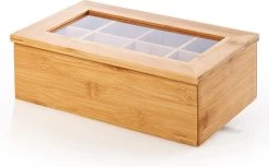Lumaland Cuisine - Theedoos Van Bamboe - Theebox Met 8 Vakken - Duurzam Decoratief Materiaal - Ca. 28 X 16 X 9 Cm