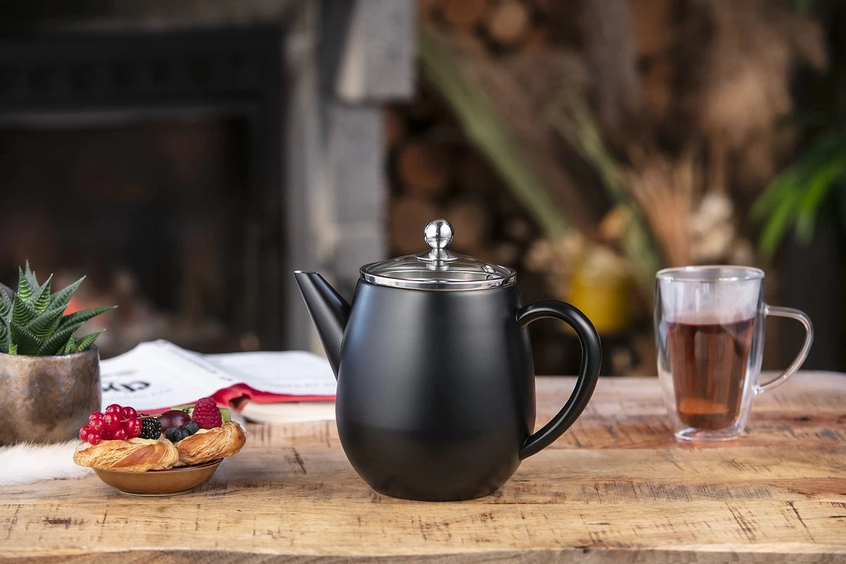 Bredemeijer - Theepot Duet Eva 1,1L Mat Zwart Met Filter - - Dubbelwandig 7 Bredemeijer - Theepot Duet Eva 1,1L Mat Zwart Met Filter - - Dubbelwandig - Afbeelding 5