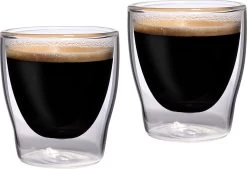 Feelino Bloomino Dubbelwandige Espresso-glazen, Set Van 2 80 Ml Thermoglazen Met Zweefeffect In Geschenkdoos, 2 X 80 Ml
