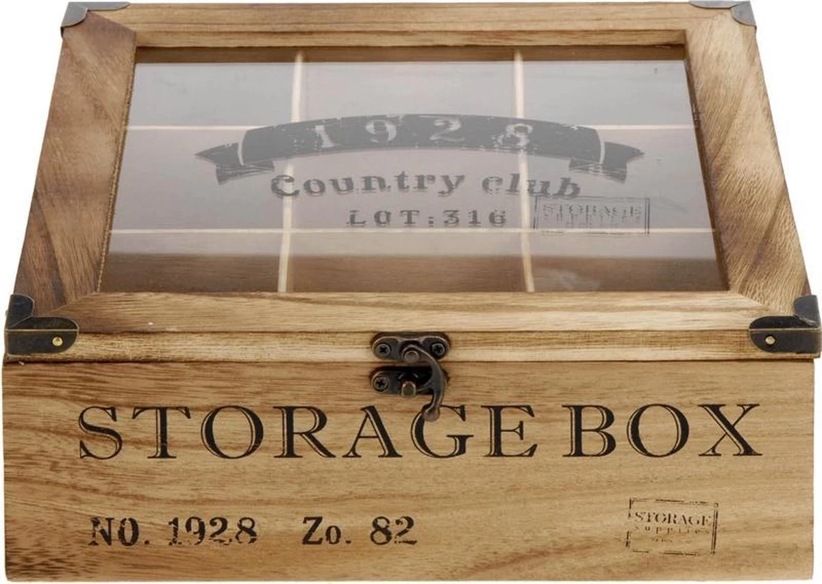 Merkloos Houten Theekist - 9-vaks Theedoos 6 Merkloos Houten Theekist - 9-vaks Theedoos - Afbeelding 4