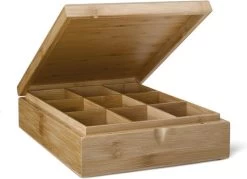 Bredemeijer - Theedoos 9-vaks Gesloten Bamboe Natural
