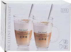 Excellent Houseware Set Van 2x Latte Macchiato Glazen Inclusief Lepels 300 Ml - Koffie Glazen - Cappuccino Glazen -Koffie en Thee Verkoop 1200x878 1