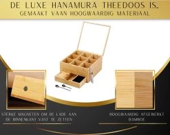 Hanamura Luxe Theedoos 9 Vaks – Lade Voor Losse Thee – Incl. Thee-ei, Theelepels, En Suikerdoos 11 Hanamura Luxe Theedoos 9 Vaks – Lade Voor Losse Thee – Incl. Thee-ei, Theelepels, En Suikerdoos -Koffie en Thee Verkoop 1200x958 1