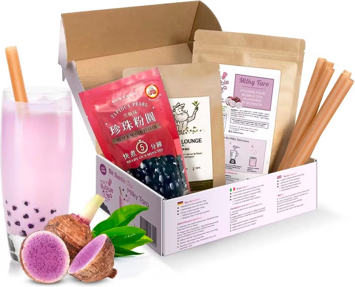 Bubble Tea Kit - Boba Thee Kit: Milky Taro - Cadeau Idee 3 Bubble Tea Kit - Boba Thee Kit: Milky Taro - Cadeau Idee