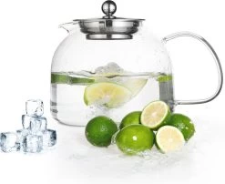 Monzana Theepot Glas - Met Theepotverwarmer – Voor 1,5 Liter RVS Zeef -Koffie en Thee Verkoop 1200x979