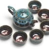 Merkloos Chinese Kung Fu Theeset Keramiek - Theepot Met 6 Kopjes - Koi Karper Design - Blauw -Koffie en Thee Verkoop 1200x990