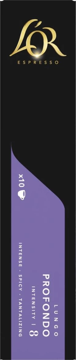 L'OR Lungo Profondo Koffiecups - Intensiteit 8/12 - 10 X 10 Capsules -Koffie en Thee Verkoop 255x1200 6